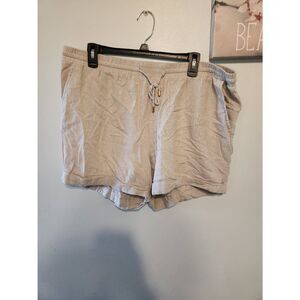 Ellen Tracy Womens Chino Shorts Cream Size XL Linen Blend Pockets